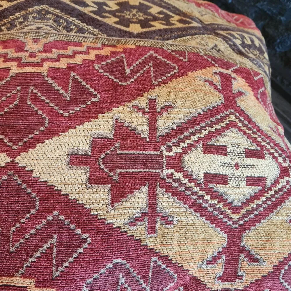 Kilim Turkish Rug Throw Pi2llows Square 17' Red Decorative Cushion Boho